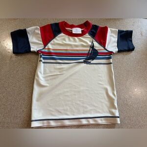 Hanna Andersson Red and White T-Shirt Swim Rashguard 3T/4T